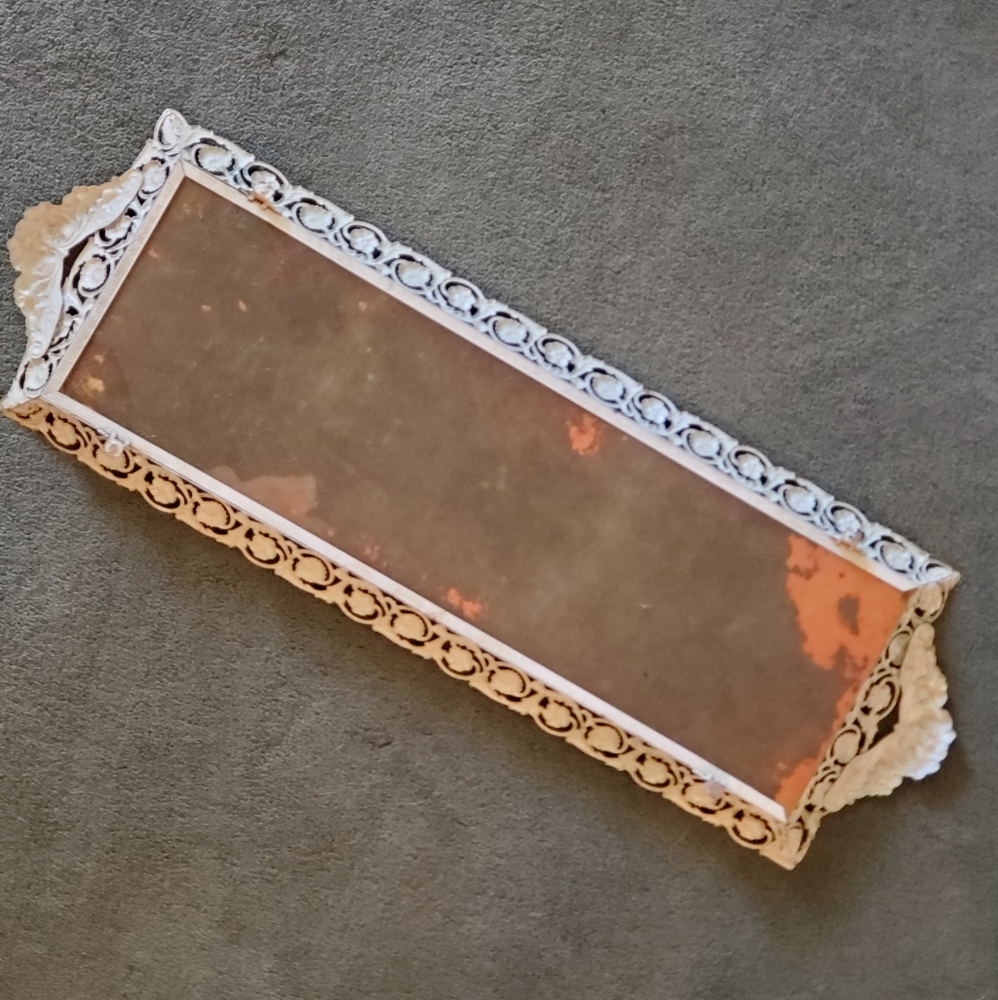 Antique Ornate Floral Mirrored Vanity Tray - Picture 4 of 6